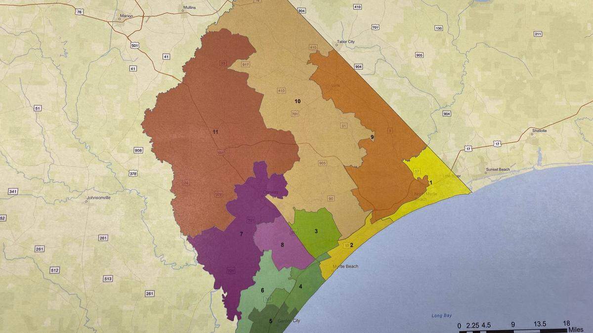 An updated draft map of the Horry County voting districts as of Dec. 15, 2021.