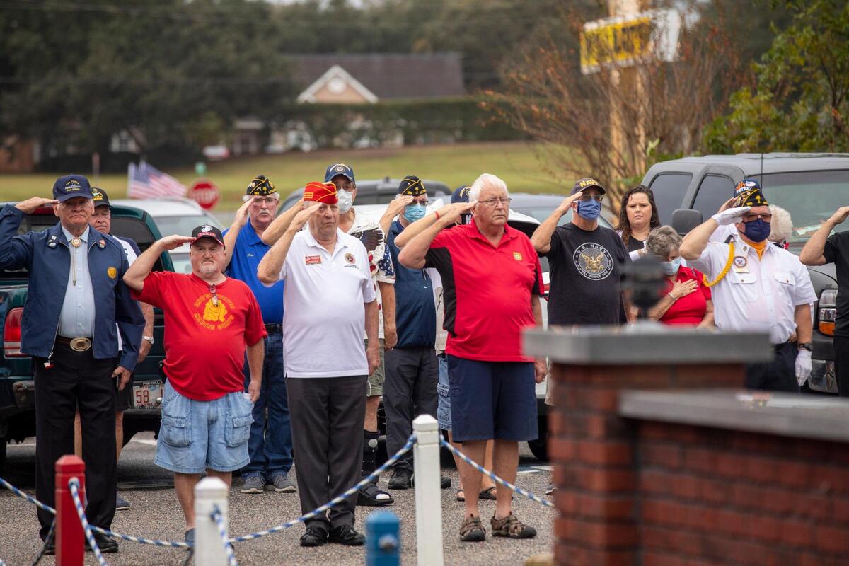 A Veteran’s Day ceremony was held at American Legion Post 186 in Little River with dozens of veterans attending to hear guest speakers and honor their fellow veterans. November 11, 2020.