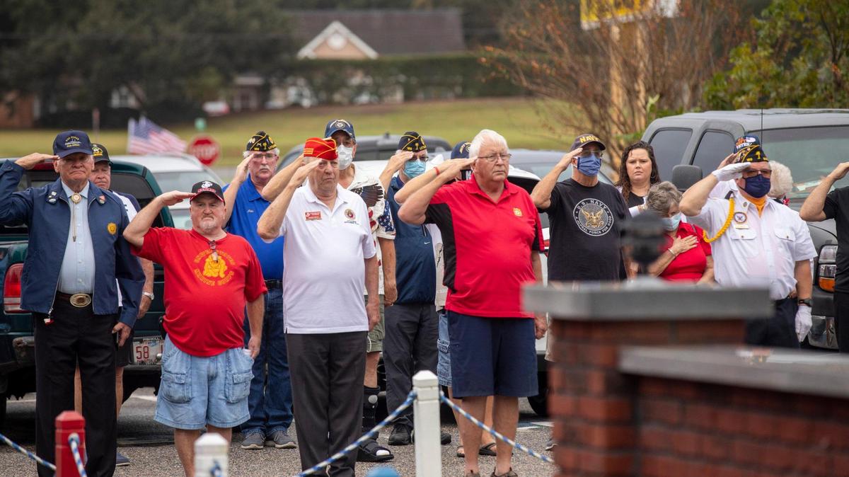 A Veteran’s Day ceremony was held at American Legion Post 186 in Little River with dozens of veterans attending to hear guest speakers and honor their fellow veterans. November 11, 2020.