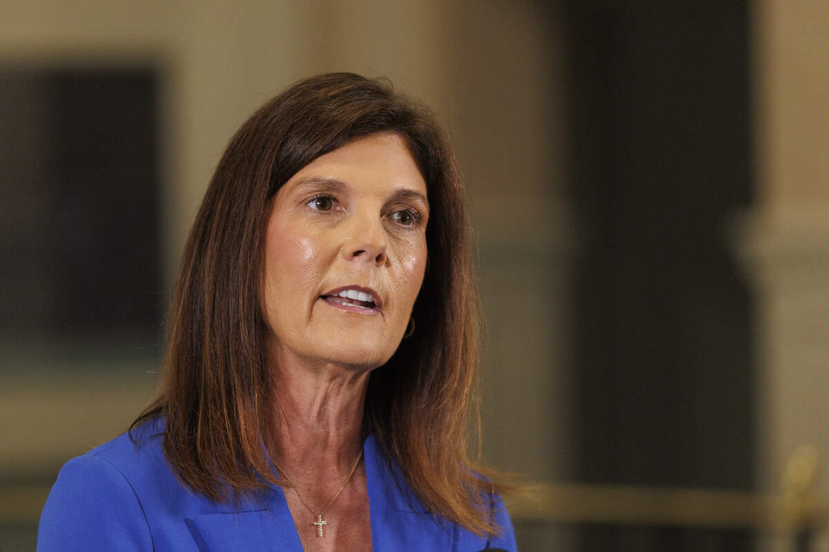 Lt. Gov. Pamela Evette speaks to the press after a debate at Coastal Carolina University. A runoff debate between Evette and Attorney General Alan Wilson was held at Coastal Carolina University in Conway, SC on Tuesday, June 16, 2026.