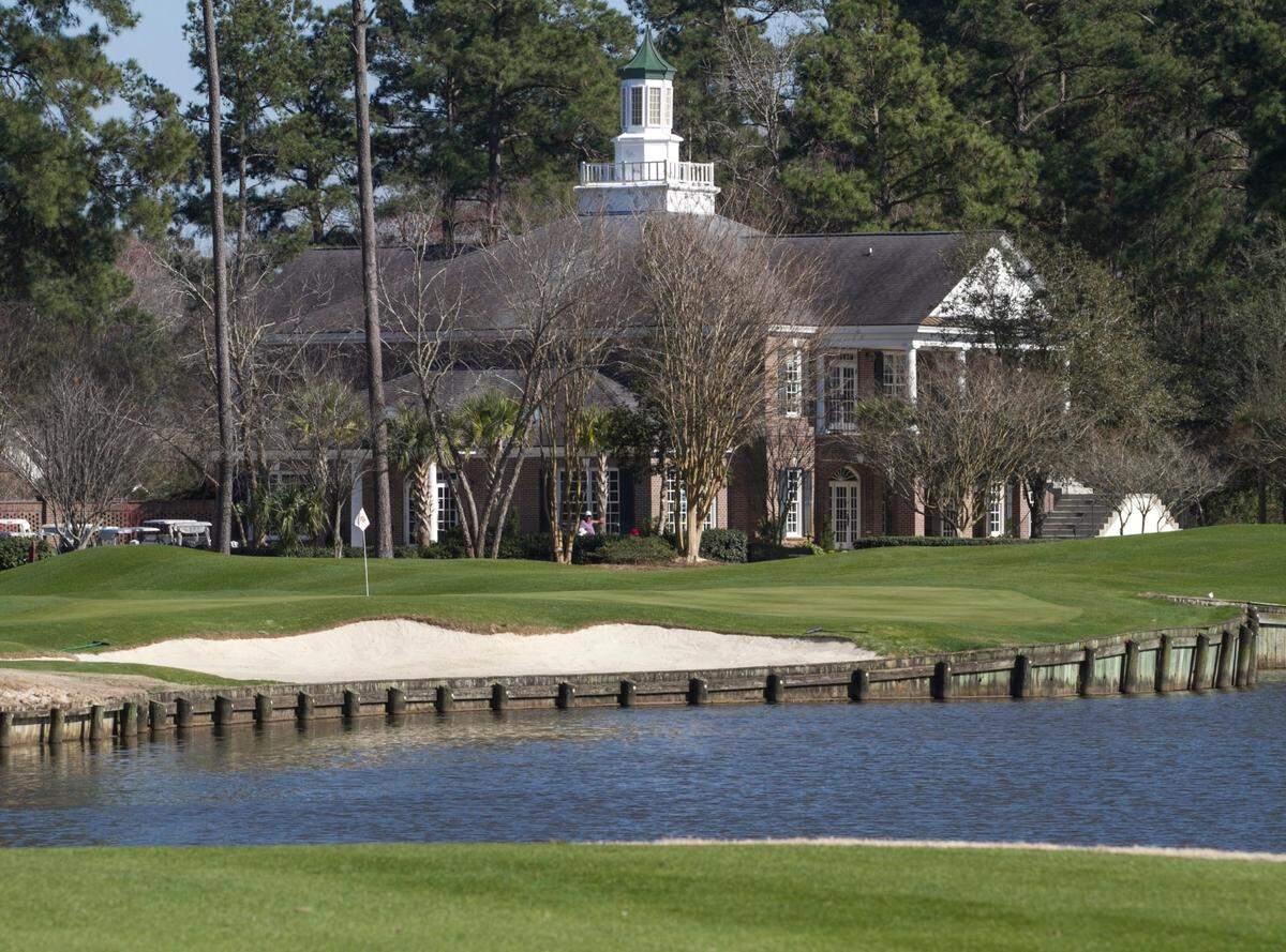 View of the Clubhouse from the 18th fairway of the Long Bay Club. The Long Bay Club is a Jack Nicklaus Signature Course off Hwy. 9 in Longs. It opened in 1989.