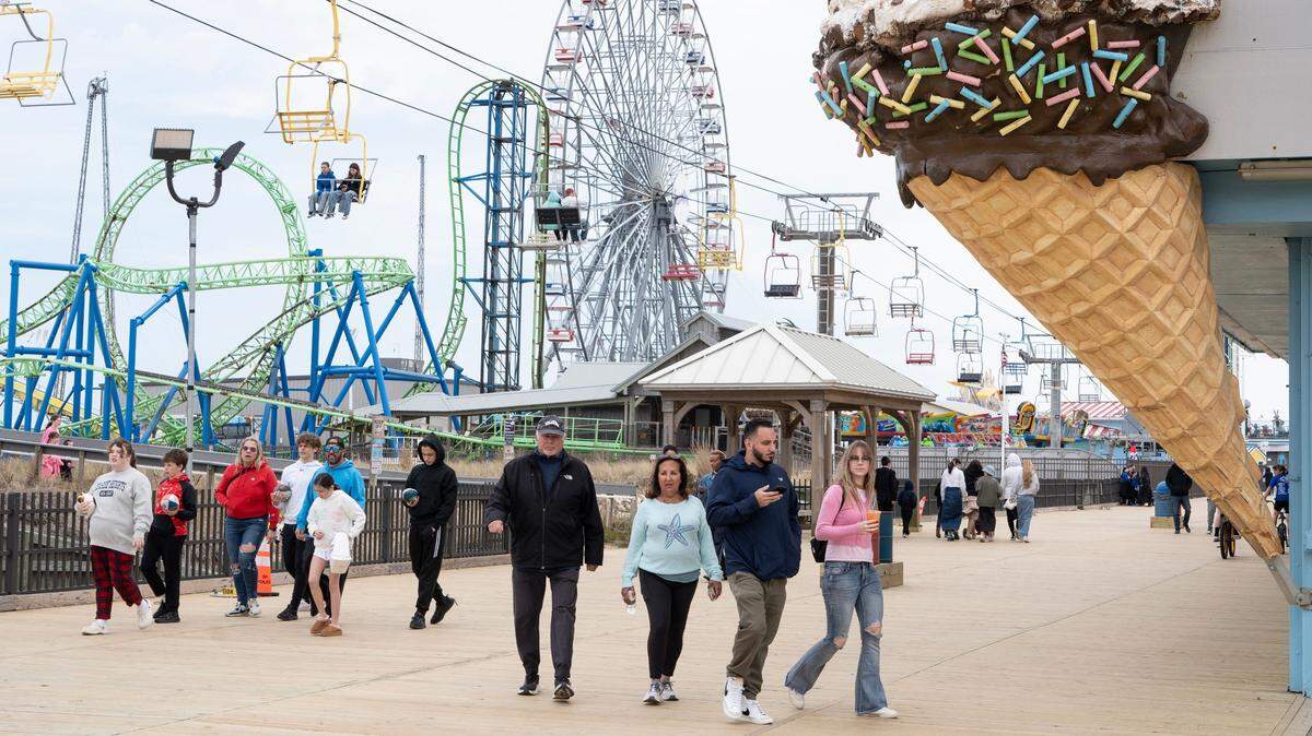 A busy boardwalk as the weekend begins. As the weather warms up, folks along the Jersey Shore head to the beach and boardwalks to enjoy the outdoors. 
Seaside Heights, NJ 
Friday, April 18, 2025