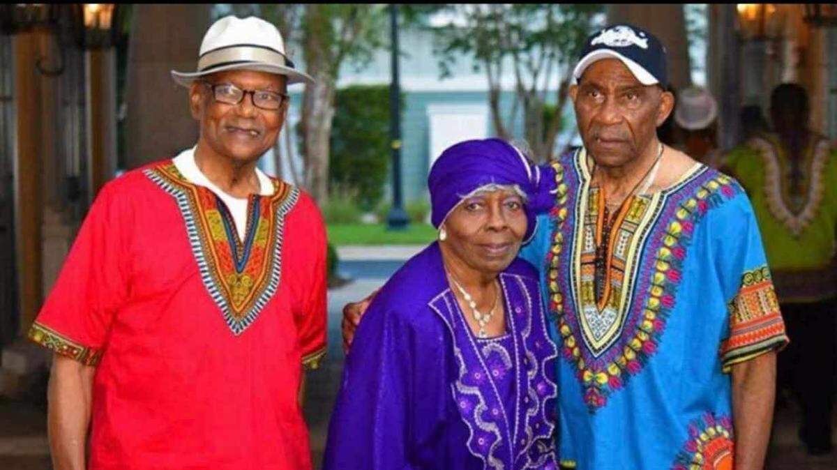 Faulk family elders dressed up in traditional African outfits. The family reunion that year centered around looking into the family’s African roots and celebrating it. Pictured in the middle is Ella May Faulk, the founder of the Faulk family reunions, which are usually held in the Myrtle Beach area.