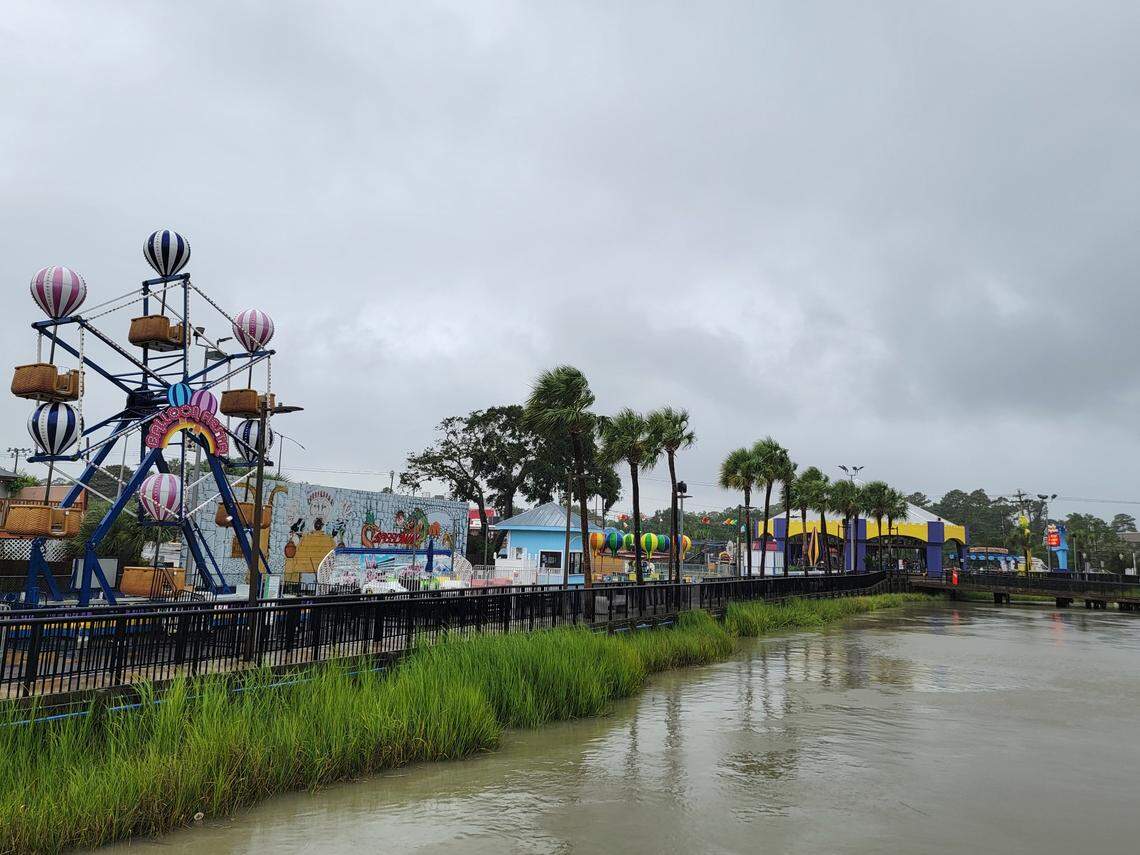 Family Kingdom in downtown Myrtle Beach was empty and closed on Wednesday, August 7 during Tropical Storm Debby.