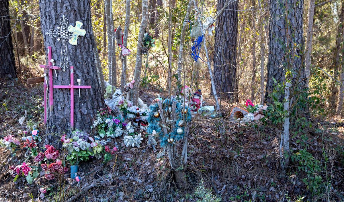 A roadside memorial for three girls killed in a car wreck sits along Bay Road in Socastee. Hailey Parsons, 15, Kai-Lei Schumal, 14, and Yamila “Naomi” Alcoser Silva, 15, all died after the 2006 Toyota Tundra pickup they were traveling in careened off Bay Road, struck a ditch, and then two trees at about 3:15 a.m. on Dec. 22, 2016.
