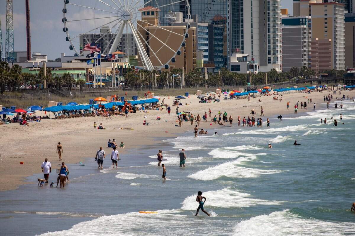 The Myrtle Beach skyline as seen from the 2nd Avenue Pier. The week of Memorial Day marks the unofficial beginning of the tourist season along Grand Strand Beaches. May 31, 2022.