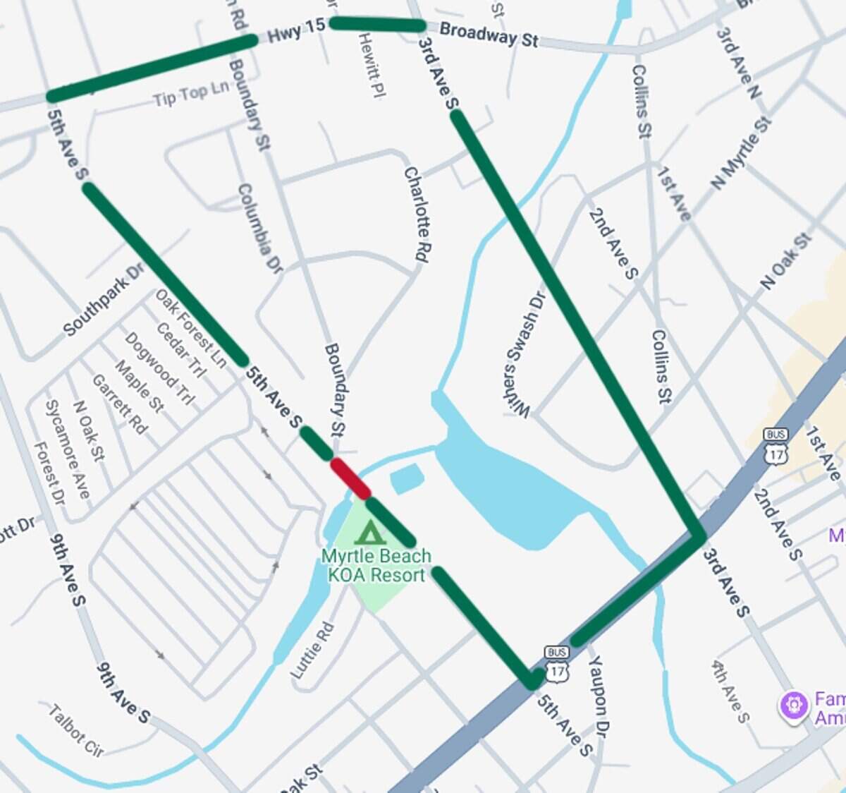 The Fifth Avenue South bridge is closed for repairs.