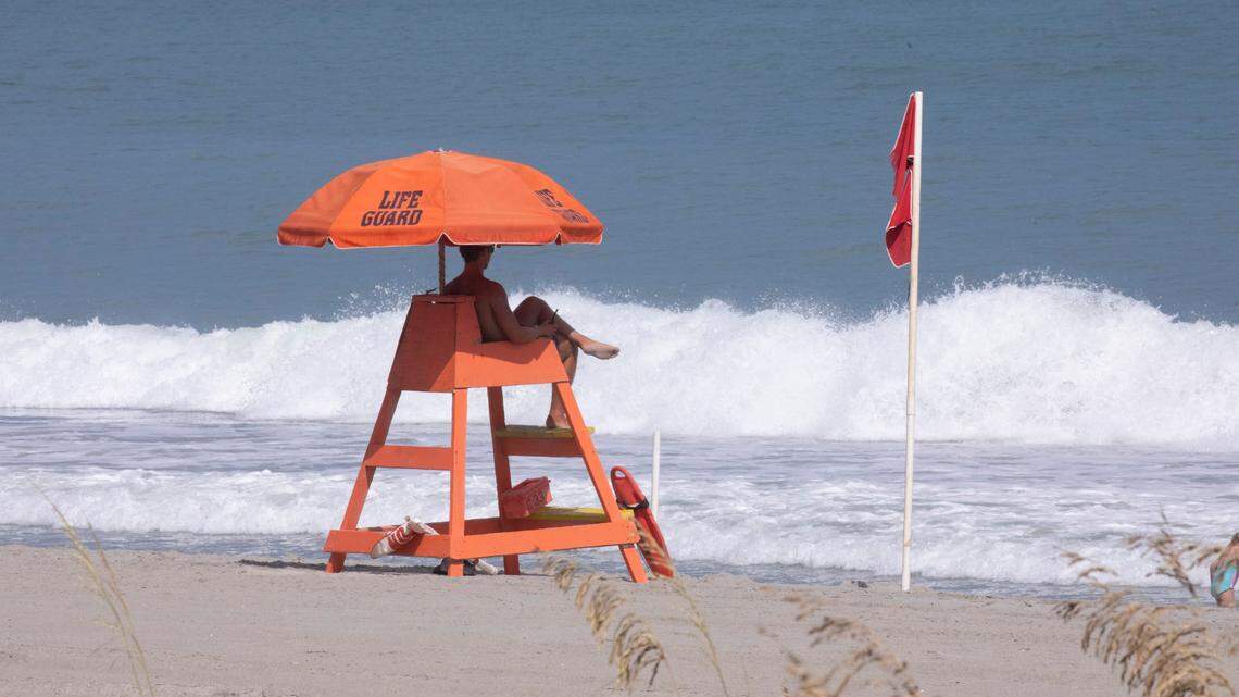 Myrtle’s beaches closed to swimmers ahead of Hurricane Idalia. Double-red flags are posted