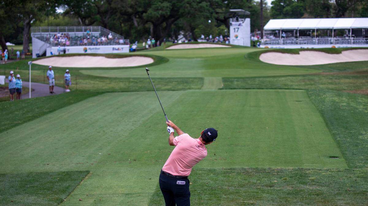 Paul Barjon of France drives the 17th green at the inaugural 2024 Myrtle Beach Classic, at The Dunes Beach and Golf Club in Myrtle Beach, S.C. The four day event is part of the FedExCup Regular Season schedule featuring a $3.9 million purse and is sponsored by Visit Myrtle Beach. May 9, 2024.
