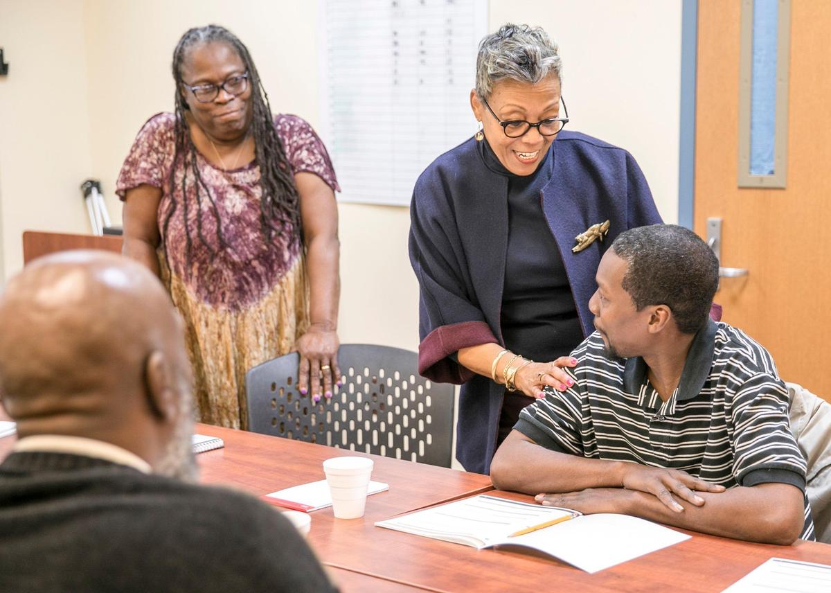 Conway Mayor Barbara Blain-Bellamy visits classes at A Father’s Place. Feb 19, 2019.
