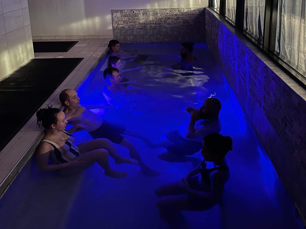 MINDZERO participants spend two minutes shoulder deep in 55 degree water, after 10 minutes in the 185 degree sauna. The MINDZERO sauna and cold plunge experience is located across the road from the Myrtle Beach State Park. January 6, 2022.