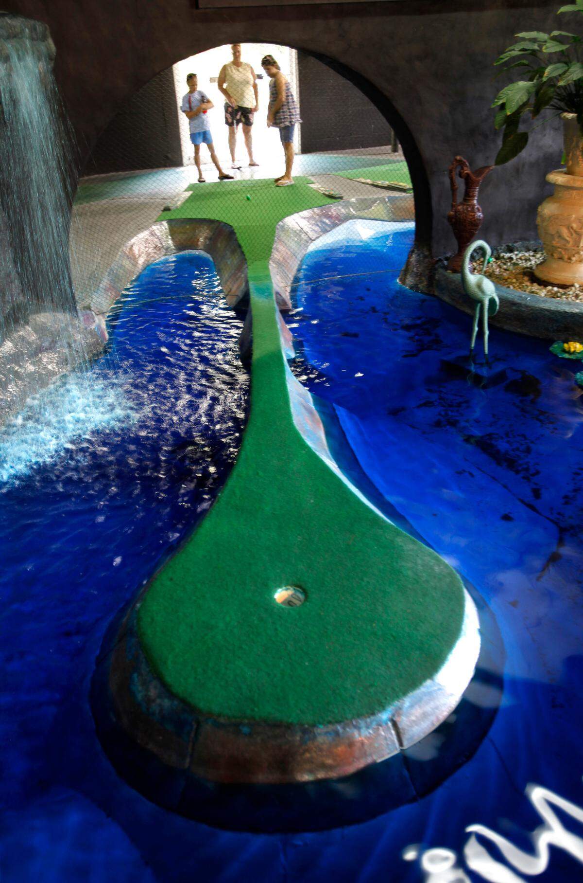 If you are successful with a hole-in-one on the bonus 19th hole at Mt. Atlanticus Minotaur Goff, 8th Ave. S. and Kings Hwy. in Myrtle Beach, you’ll receive a lifetime membership. More than 4,000 have been successful in the decade the course has been open. Photo by Steve Jessmore sjessmore@thesunnews.com