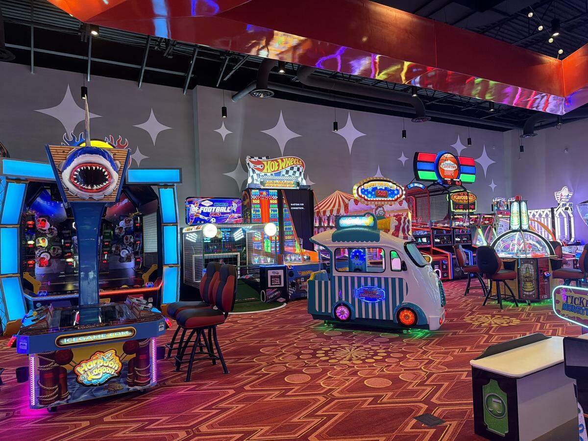Guy Fieri’s Downtown Flavortown at Myrtle Beach Mall features more than 100 arcade games.