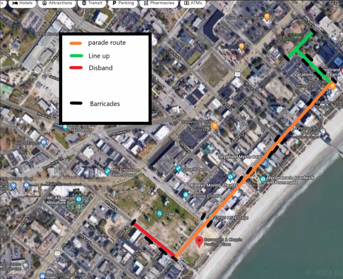 Myrtle Beach’s Martin Luther King Jr. Parade will start at 10 a.m. on Jan. 18. The route will run along Ocean Boulevard from 15th Avenue North to 8th Avenue North.