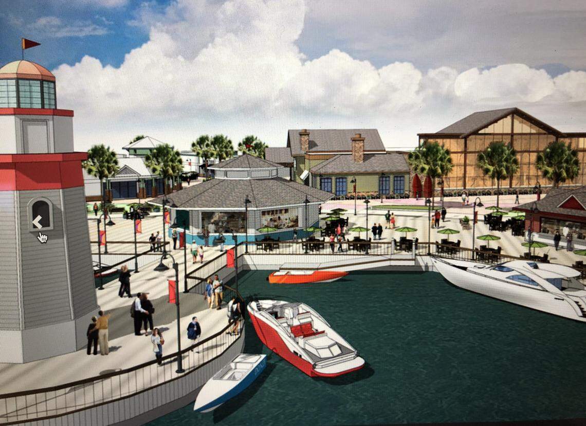 A rendering from 2018 shows proposed changes to Myrtle Beach Mall, which included tearing down much of the existing structure and replacing it with docks, shopping, dining and residential. However, more than three years later, those plans have yet to materialize.