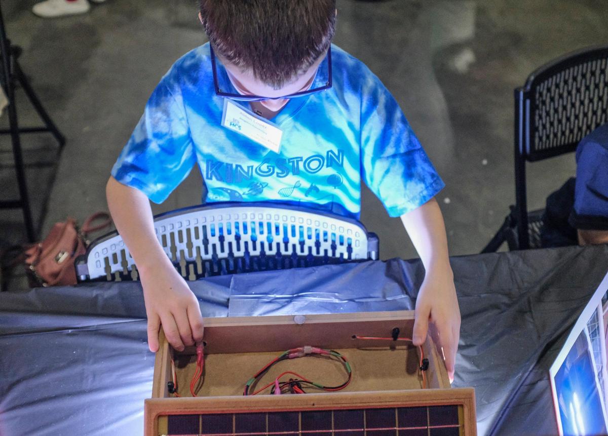 Aiden Lopez of Kingston Elementary demonstrates his solar power project that generates light at the Horry CountyÕs 10th Annual Technology Fair. The event was held at the Myrtle Beach Convention Center on Wednesday with over 700 entries from over 3,000 students in almost a dozen different categories covering all forms of technology. . Apr 10, 2019.