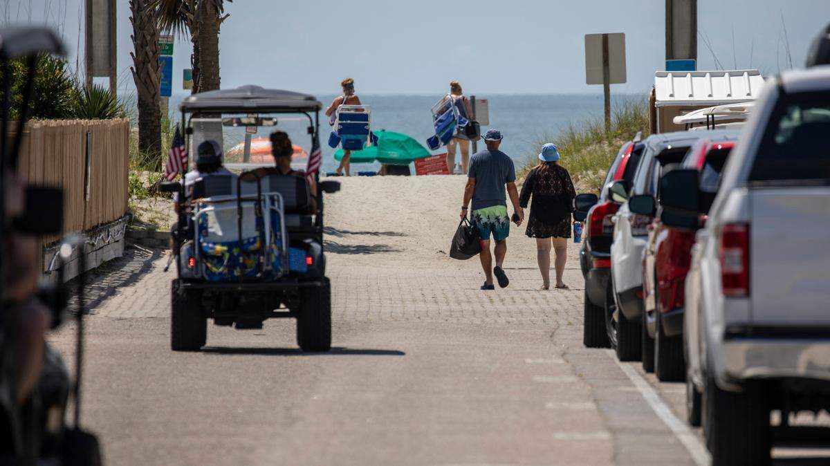 Beach goers find parking in the Arcadian Shores section of Horry County beaches. File photo.