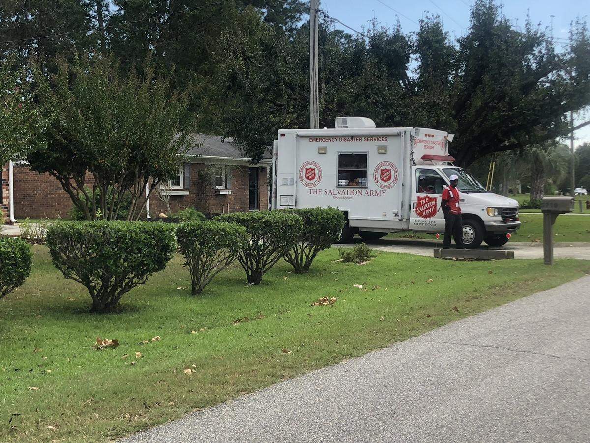 The Salvation Army was stationed in Rosewood Estates on Sept. 19, 2018, and serving dinner, water bottles and snacks.