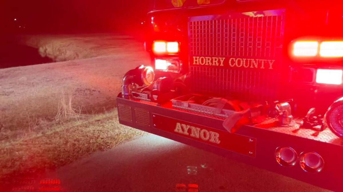 Horry County Fire Rescue responded to an accident in which a vehicle became submerged in water Wednesday outside of Aynor. The person died in the crash.