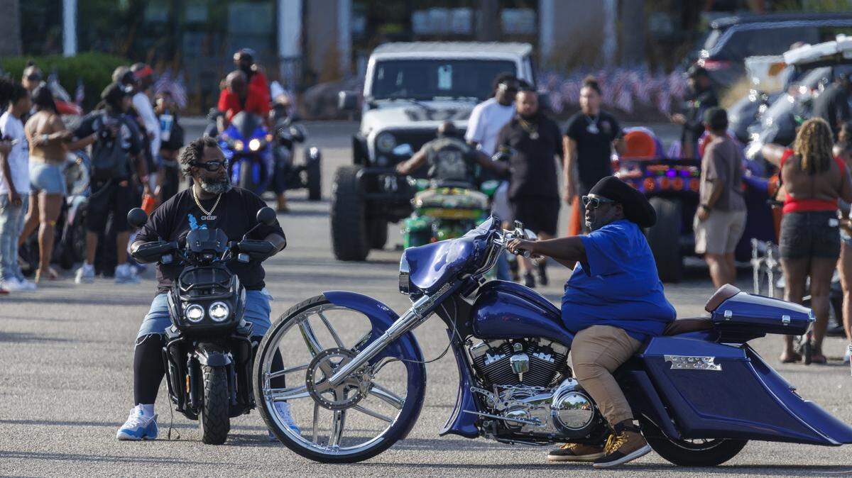 Bikers combined with tourists along the Grand Strand on Friday as Atlantic Beach Bike Week and Memorial Day weekend marked the beginning of the Myrtle Beach tourist season. May 22, 2026.