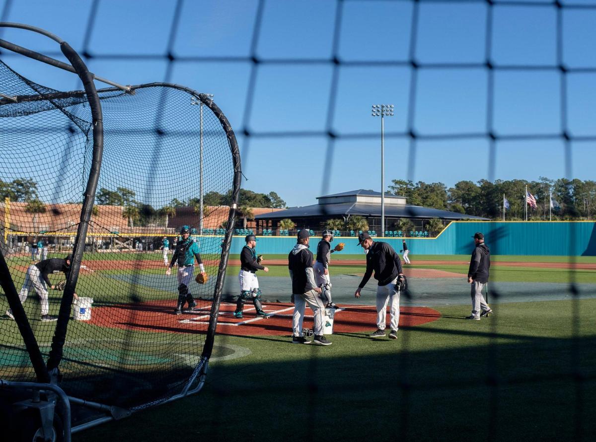 The Coastal Carolina baseball team had its first full day of practice Friday at Springs Brooks Stadium in preparation for the 2021 season, which begins Feb. 19-21 with a three-game series against Duke at home. January 29, 2021.
