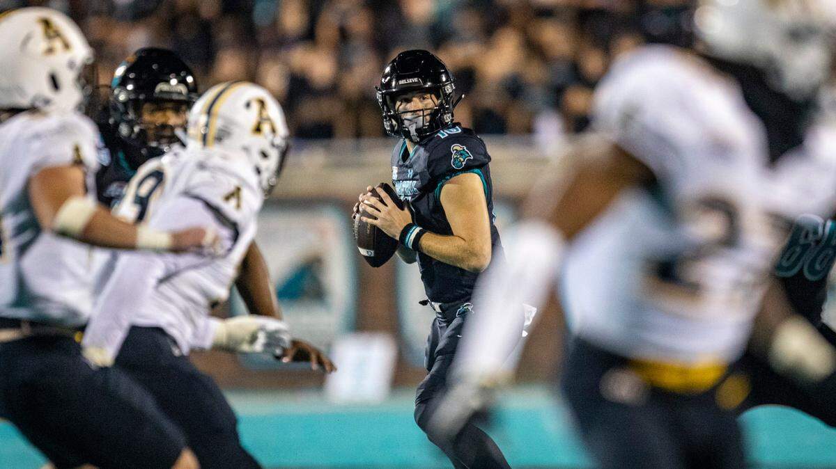 Coastal’s Grayson McCall. The quarterback and team are projected to have a year, according to Sun Belt Conference coaches.