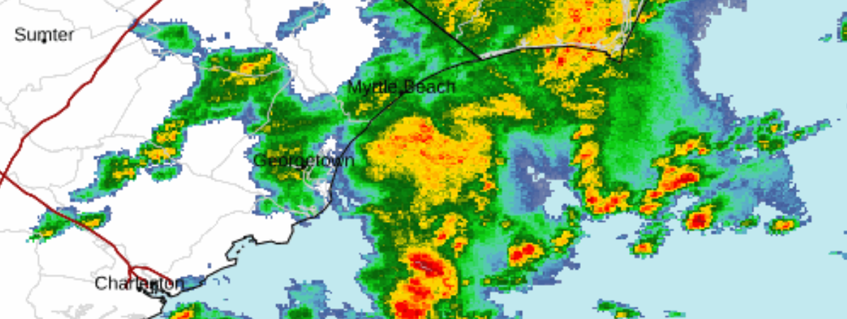 The National Weather Service predicts most inclement weather in Myrtle Beach Friday will subside by noon. radar.weather.gov