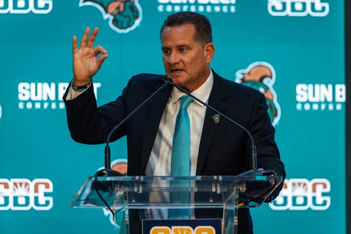 during Sun Belt Football Media Days at Sheraton New Orleans on July 26, 2023 in New Orleans, Louisiana. (Photograph by AJ Henderson, Sun Belt Conference)