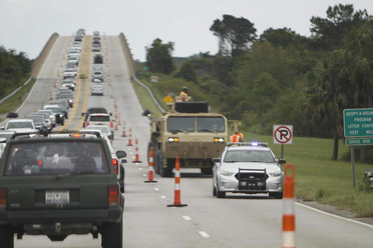 U.S. Highway 17 is reduced to two lanes ahead of a bridge in Georgetown County on Sunday.