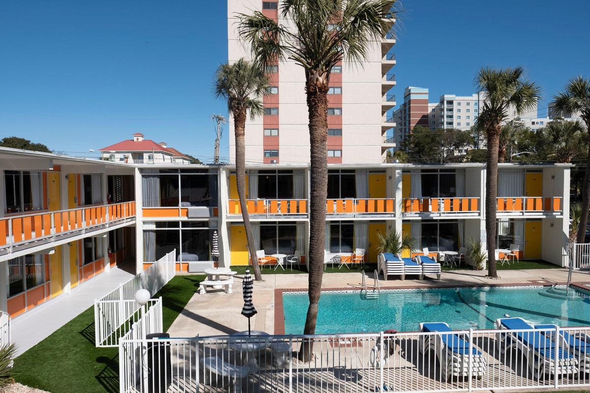 The Holiday Shores motel, built in 1965, has been listed on the National Register of Historic Places, and has be remodeled to preserve the unique characteristics of a Populuxe motel with modern amnenities. Feb. 3, 2021.. February 3, 2021.