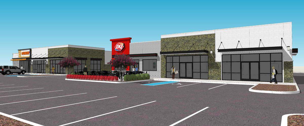 A rendering of the future Dunkin’ Donuts and Dairy Queen in North Myrtle Beach.