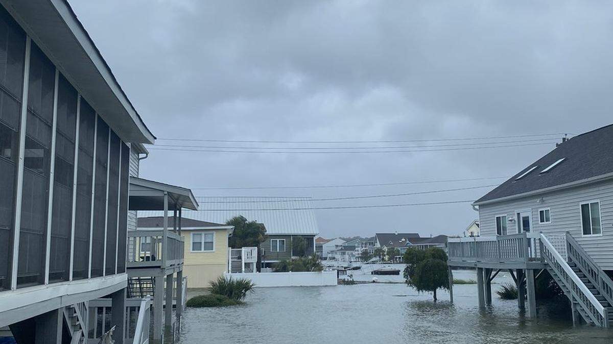 Twitter user shares photo online of flooding in the Cherry Grove neighborhood of North Myrtle Beach during Friday’s storm. Sept. 30, 2022.