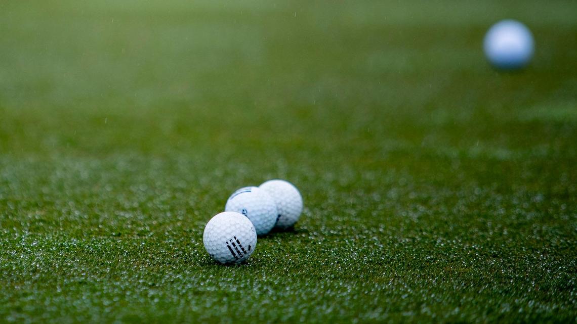 Balls on the driving range at Legends Golf Resort on March 22, 2020.