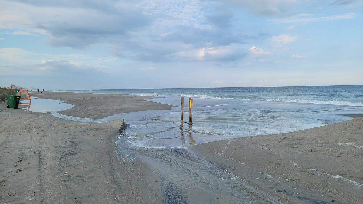 Hurricane Erin brought minor coastal flooding during Tuesday evening’s high tide in Myrtle Beach, South Carolina.