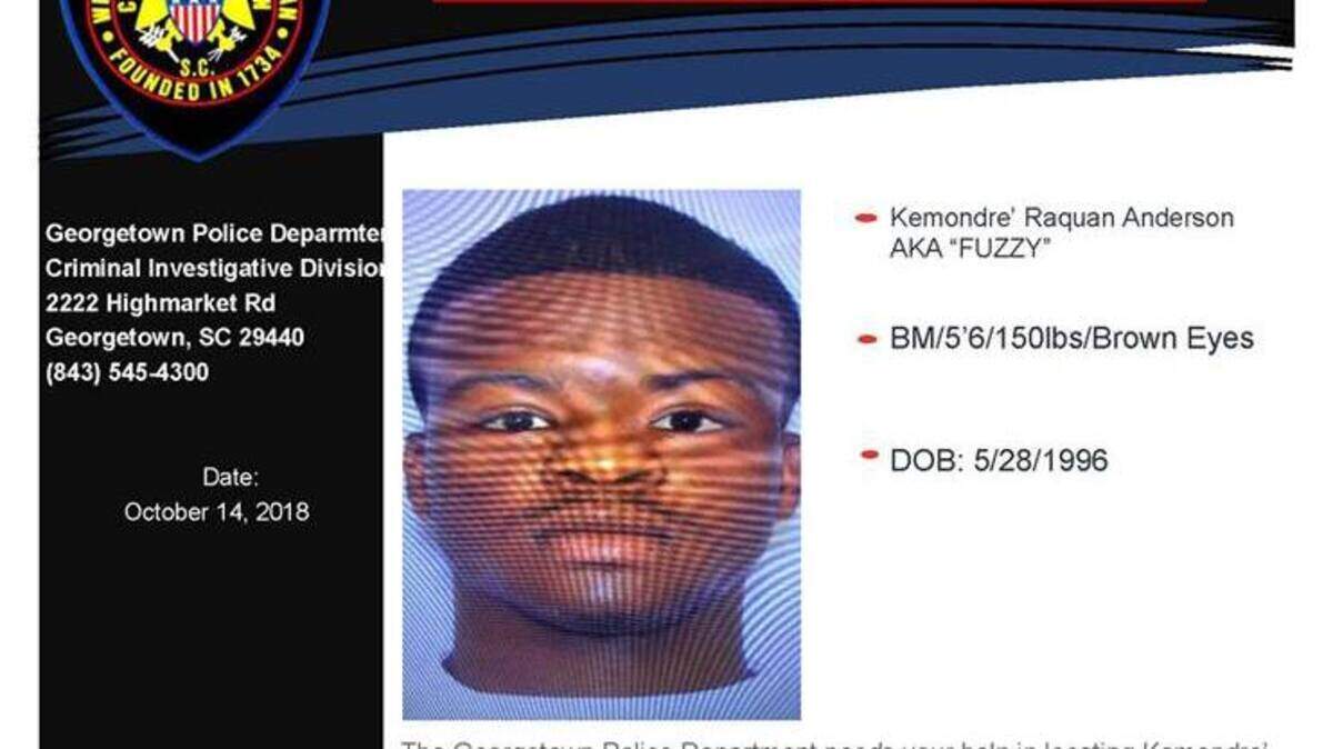 Georgetown police are seeking the public’s help in locating Kemondre’ Raquan Anderson, also known as “Fuzzy,” who is sought in connection to a early Thursday morning shooting at Mingz Bar & Grill.