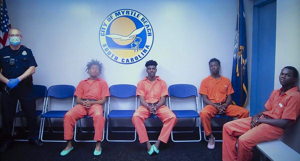The suspects of two weekend shooting along Ocean Boulevard appeared in Myrtle Beach municipal court via closed circuit TV on Tuesday. One of the shootings by the Landmark Resort was deadly. The suspects argued for bond.