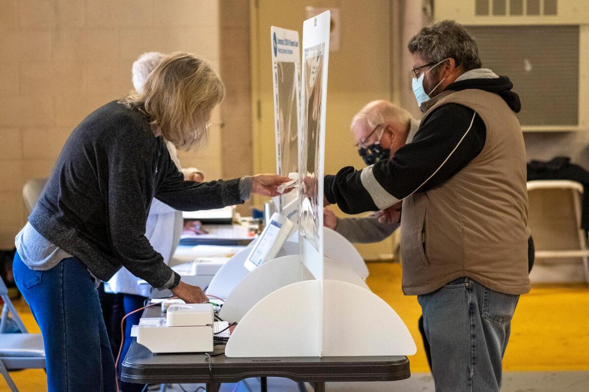 Voters went to polling places throughout Horry County, S.C. today to vote in local and national elections. Poll workers, wearing face shields and taking precautions, reported a strong turnout of in-person voting despite concerns over the coronavirus pandemic. November 3, 2020.