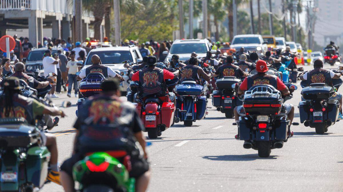 The Atlantic Beach Black Pearl Cultural Heritage and Bike Festival kicks off the Memorial Day weekend in the Myrtle Beach area. Thousands of bikers roared aound the North end of the Grand Strand on Friday visiting house parties in North Myrtle Beach, shopping at vendors in Atlantic Beach and socializing with fellow riders. May 23, 2025.
