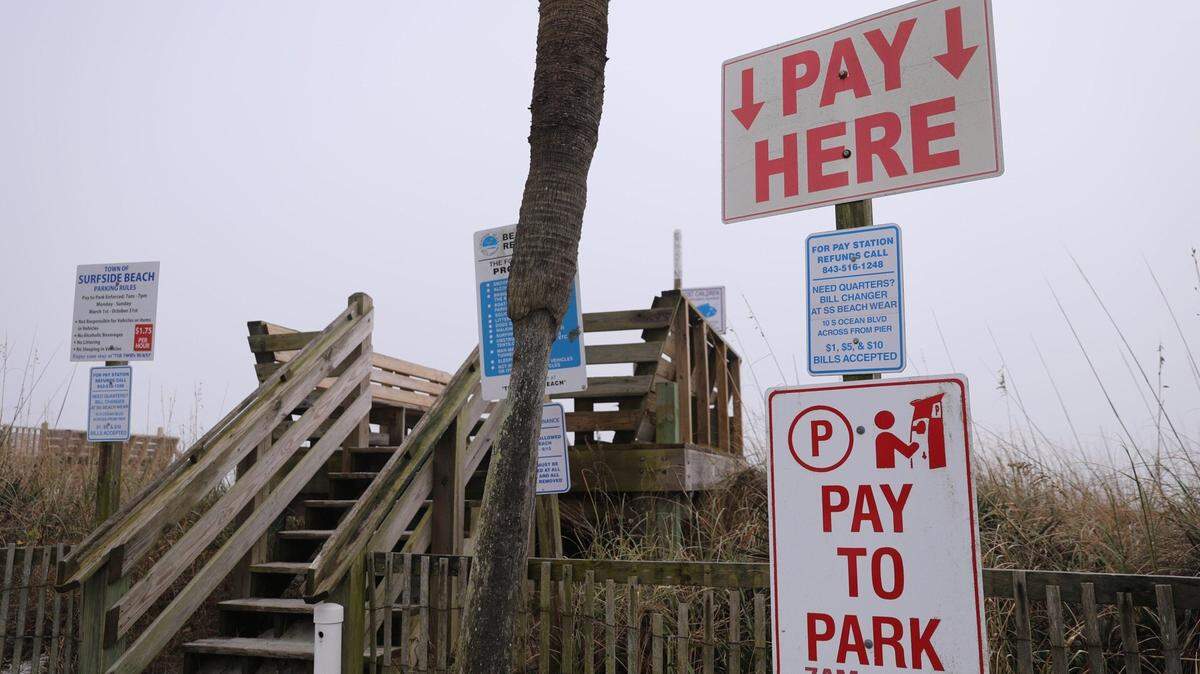 Parking signs in Surfside Beach.