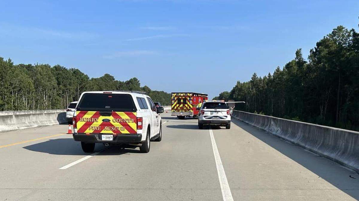 Myrtle Beach bound lanes of traffic in the area of Highway 22, between Highway 905 and 90, were blocked Sunday when a small aircraft had to make an emergency landing on the roadway.