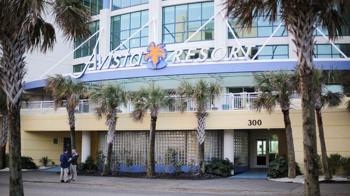 The front of the Avista Resort the morning after a 12-year-old boy was taken to the hospital after being stuck under water at the hotel's pool for about 10 minutes.