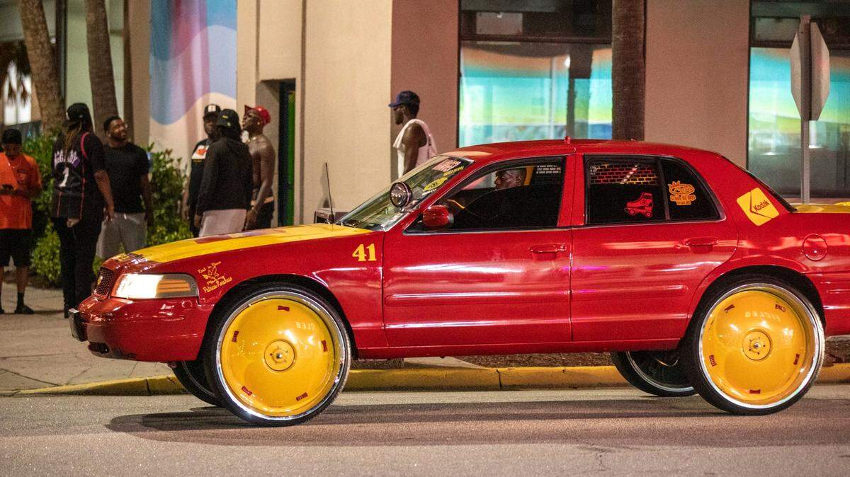A heavily modified vehicle cruises Ocean Boulevard in Myrtle Beach on Saturday night of Memorial Day weekend in May 2022 TSN File.