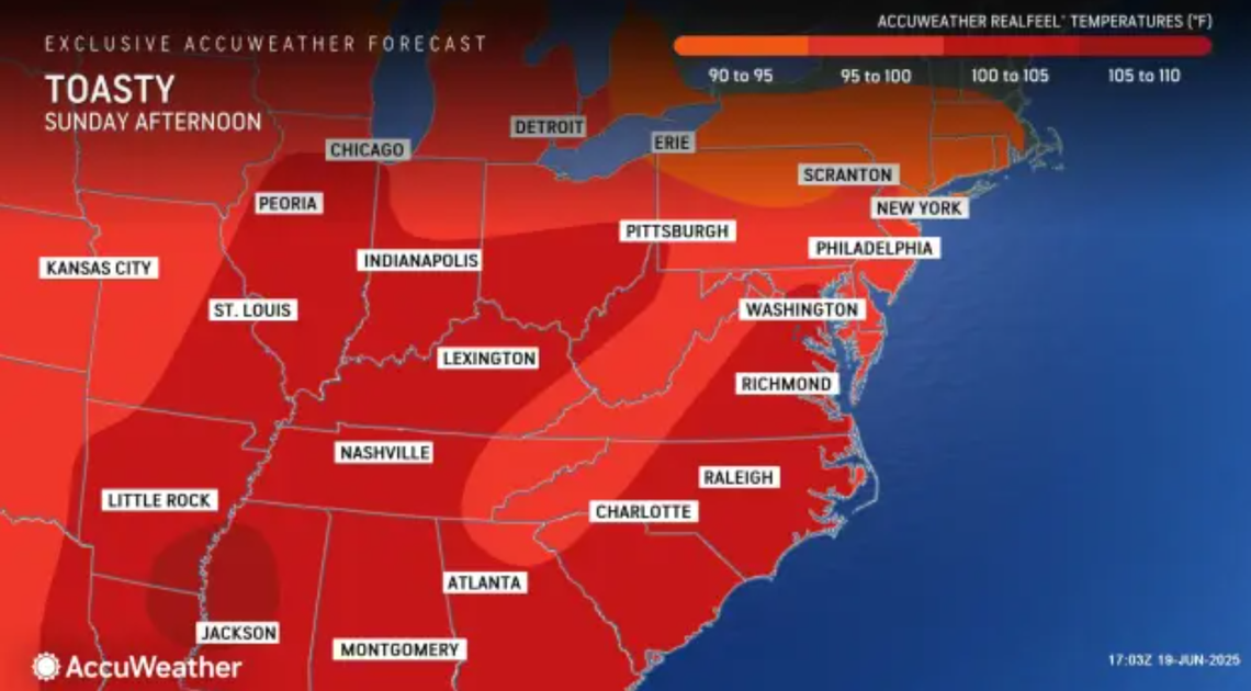 By Sunday, AccuWeather predicts temperatures in across most of South Carolina will feel between 105 to 110 degrees Fahrenheit.