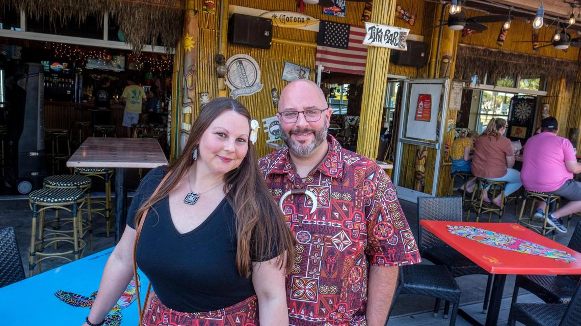 Matt and Jenny Gorman of Murrells Inlet, S.C. visit Tiki Bars around the world. One of their favorite spots in Myrtle Beach is the 8th Avenue Tiki Bar and Grill. May 2, 2023.