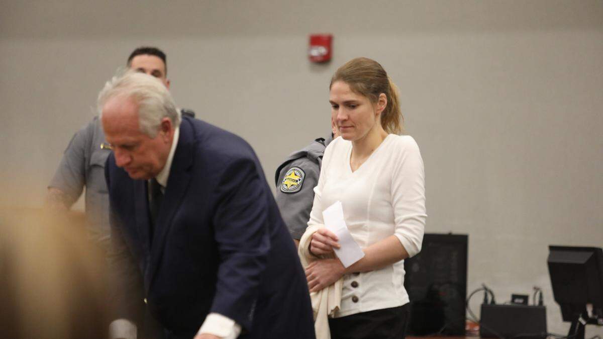 Meagan Jackson entering court to attend the second day of her murder trial. She has been accused of shooting and killing her ex-boyfriend Greg Rice in October 2020. June 11, 2025