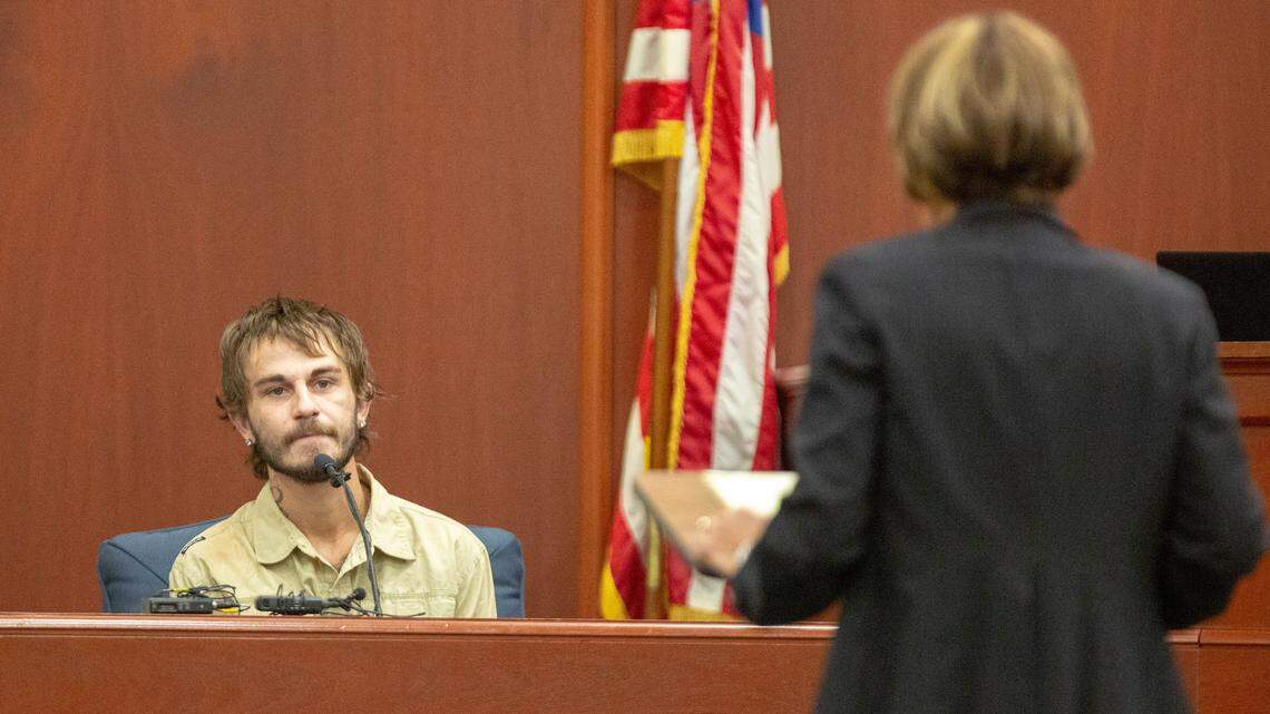 Tammy Moorer’s cousin, Donald Demarino, testifies Wednesday during the trial of Tammy Moorer at the Horry County courthouse.