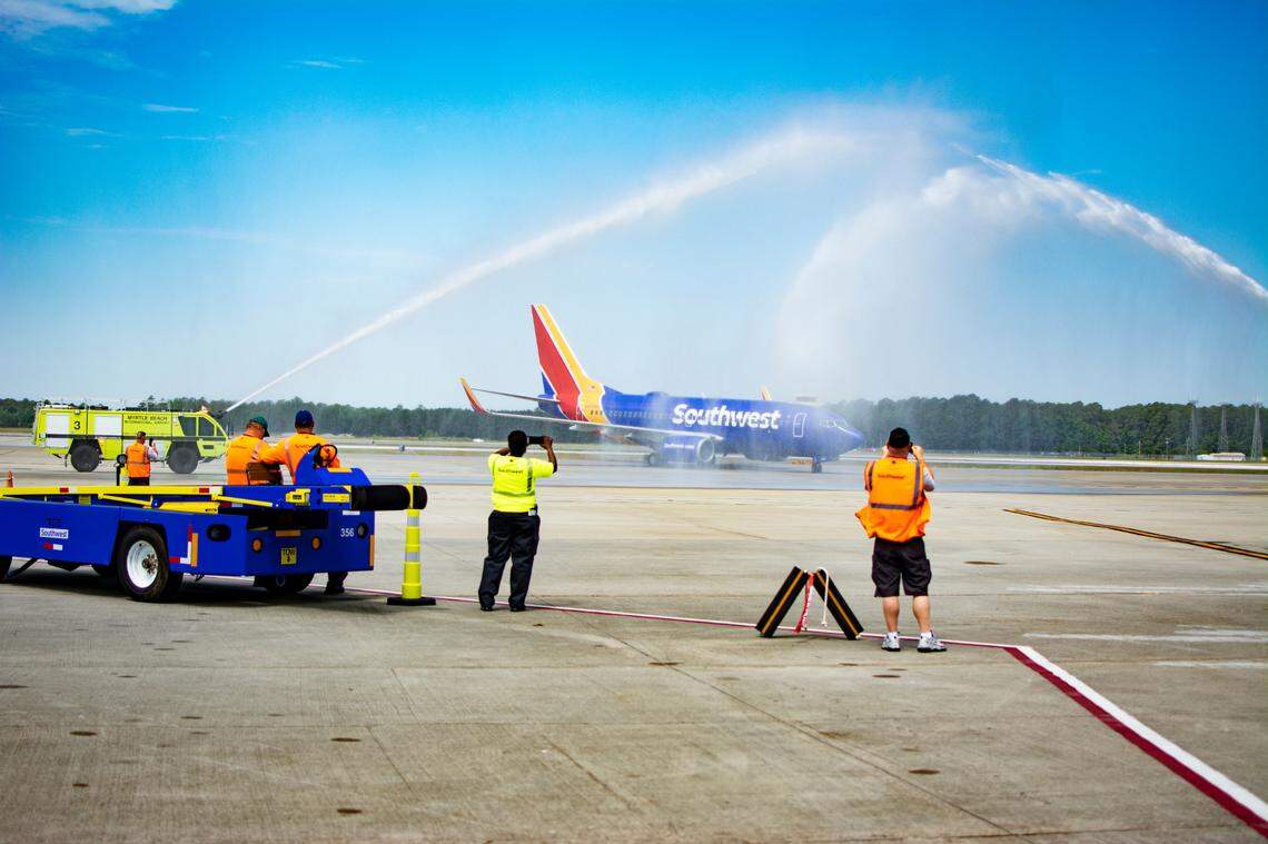 Southwest Airlines’ inaugural flight to Myrtle Beach International Airport arrived Sunday, May 23, 2021 from Baltimore. State leaders, tourism officials and local mayors heralded Southwest’s arrival as a great boost for the Grand Strand economy.