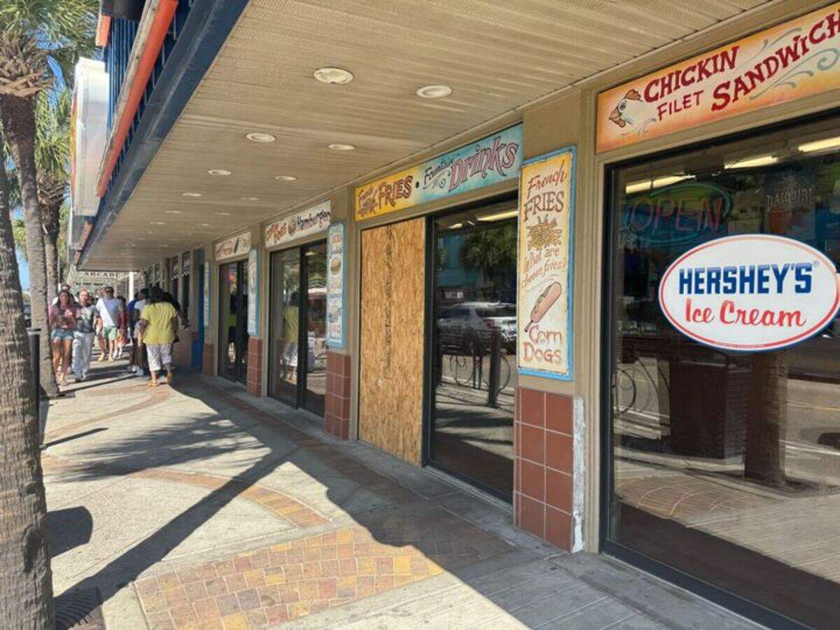 The outside of Peaches Corner remains border up after the shooting that occurred there on Friday night, but the restaurant is open for business.