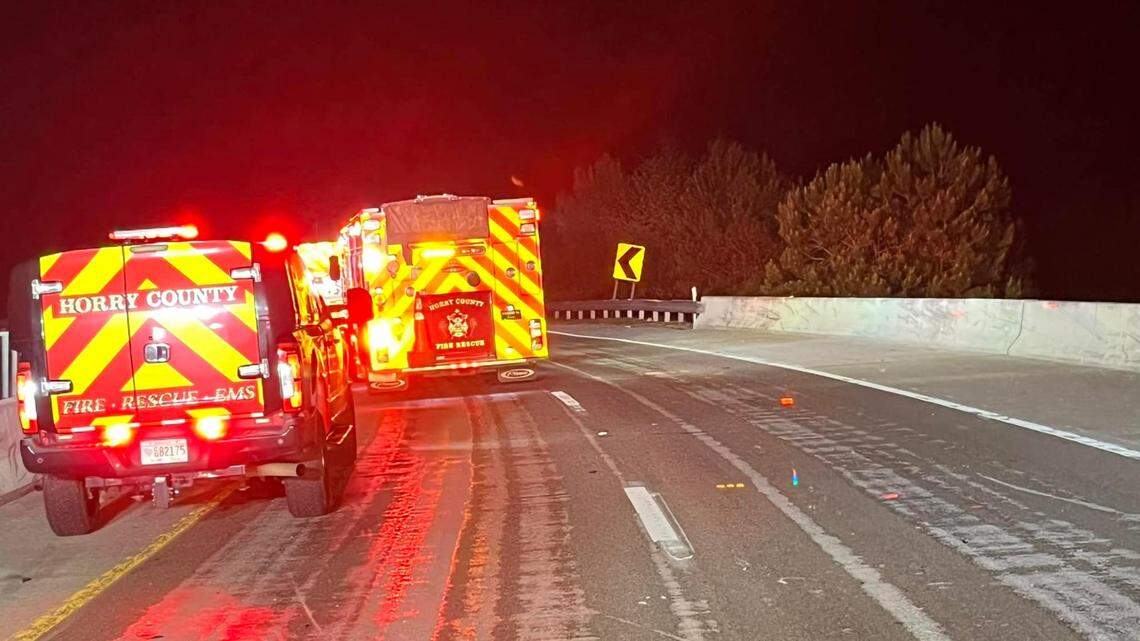 Update: driver identified. One dead after running off road north of Myrtle Beach, SC area