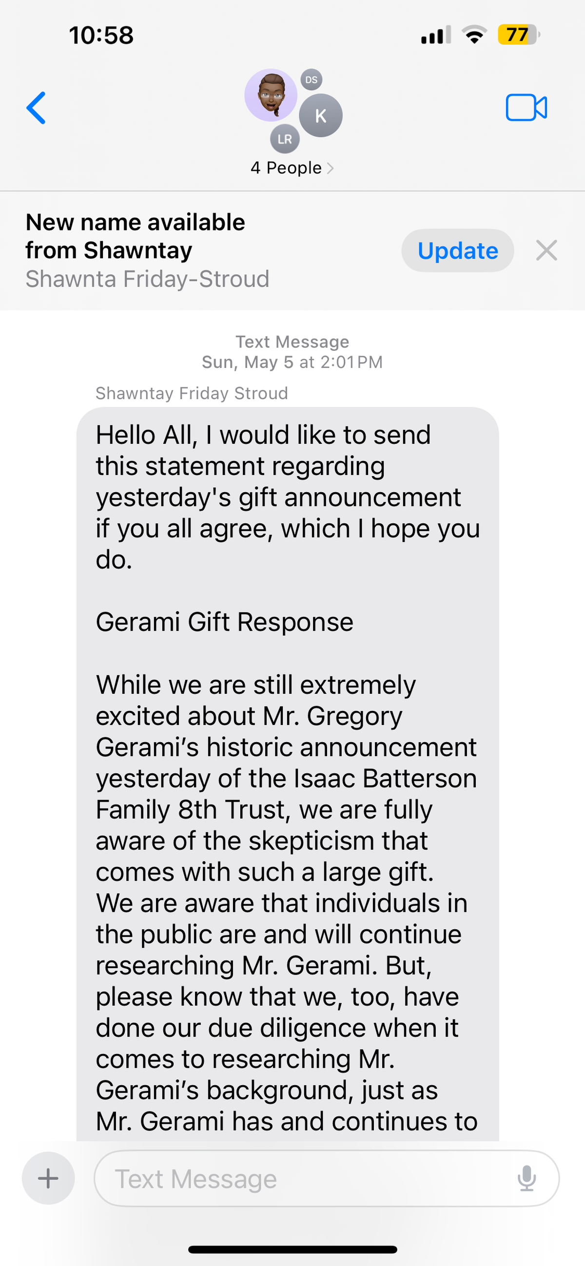 Shawnta Friday-Stroud, former FAMU vice president for university advancement, seeks approval to issue a response to skepticism surrounding the historic gift from Gregory Gerami.